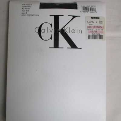 Calvin Klein Control Top Pantyhose Size 2 Style 801 Midnight Navy  Opaque